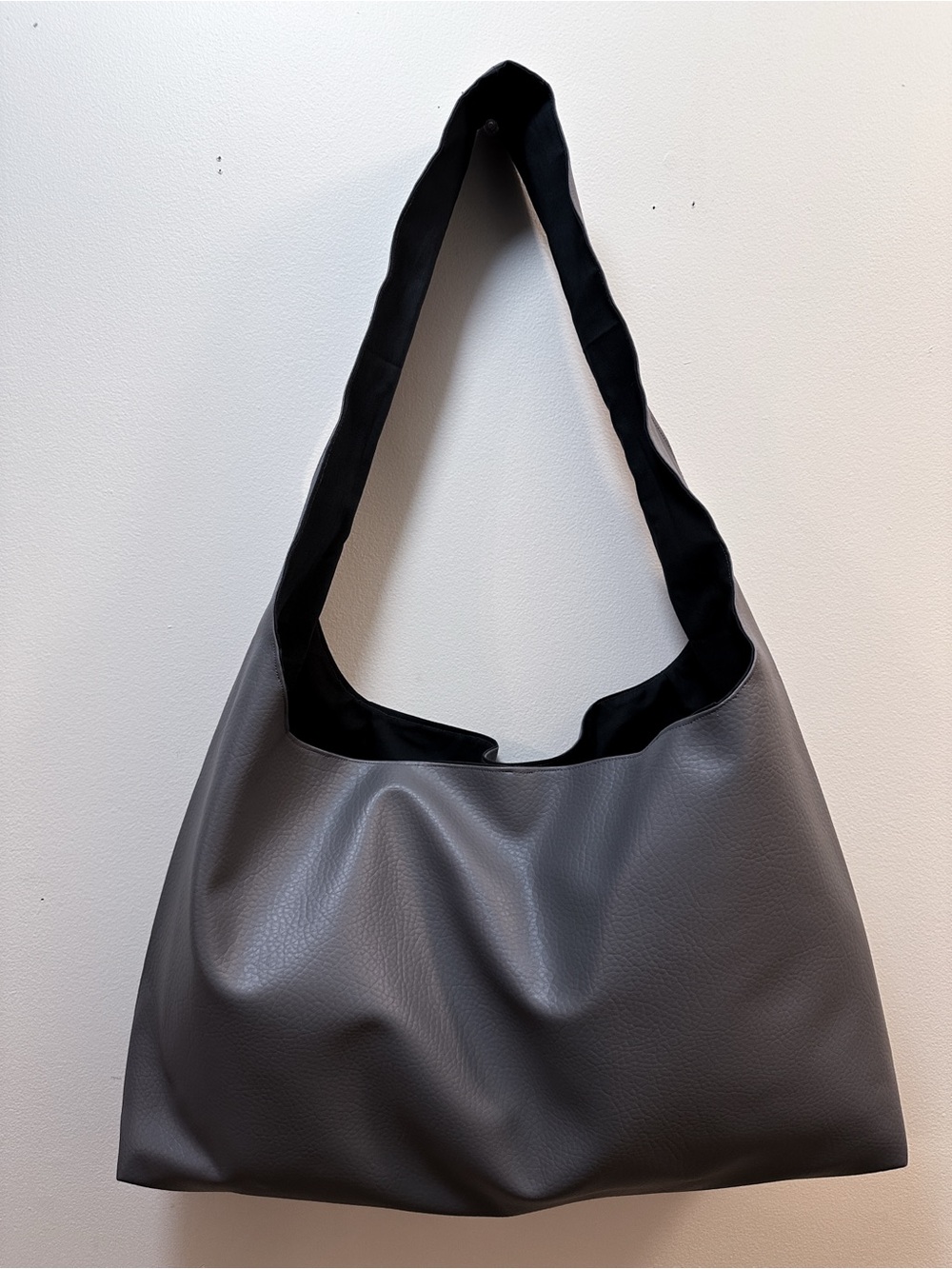 Handmade Gray Faux Leather Fringe Side Medium Size Tote Hobo Bag